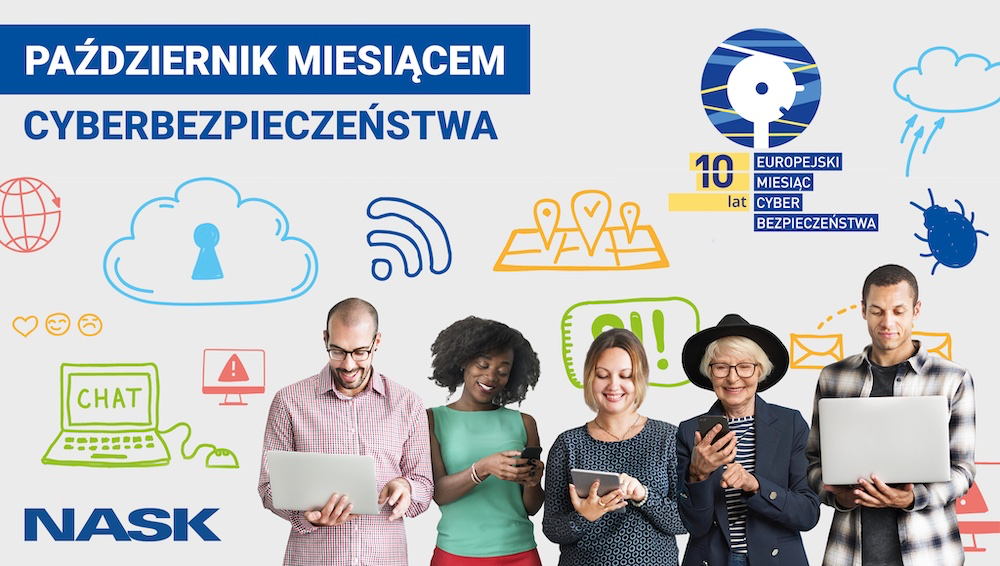 plakat informujący o europejskim miesiącu cyberbezpieczeństwa